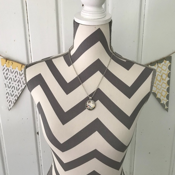 Just Read Silver Cabochon Fashion Necklace - Picture 3 of 5